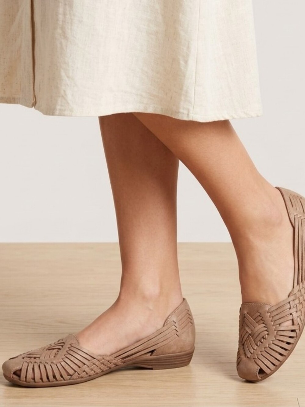 Natural Soul Woven Flats in Taupe